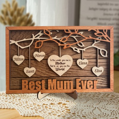 Family Tree Sign with Hanging Hearts Grandmother’s Day Gift Personalised Gift for Mum