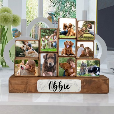Personalised Memorial Wooden Stacking Photo Blocks Set Birthday Gifts For Pet Lovers Her