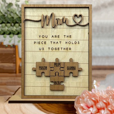 Personalised Puzzle Pieces Name Sign Custom Gift for Mum Grandma