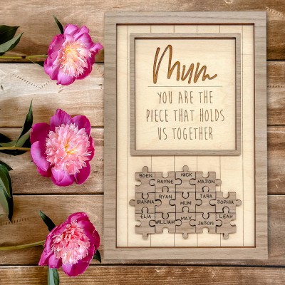 Personalised Mum Wood Puzzle Pieces Sign Keepsake Gift for Mum