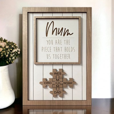 Handmade Mum Wood Puzzle Name Sign Personalised Gift For Mum Grandma Mother's Day Gift