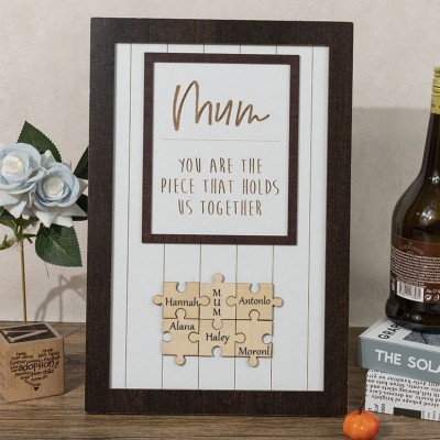 Personalised Decorative Mum Frame Jigsaw Puzzle Frame Sign Gift for Mother's Day