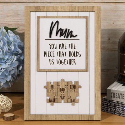 Personalised Mum Wood Puzzle Name Sign Keepsake Gift For Mum