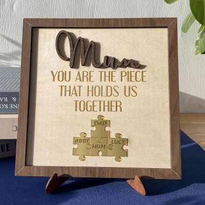 Personalised Wood Puzzle Pieces Sign with Kids Name Mother's Day Gifts