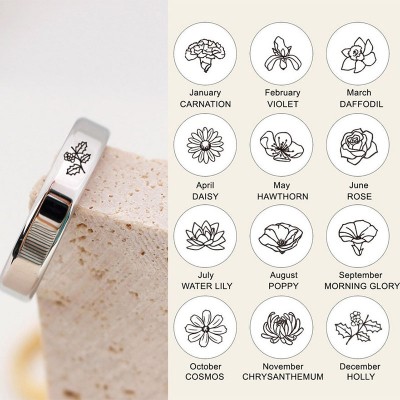 Personalised Birth Flower Ring