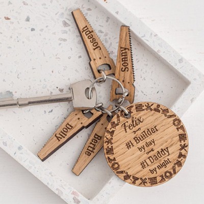 Father's Day Gift Personalised Saw Wooden Keychain
