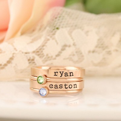 Personalised Birthstone Stacking Ring 