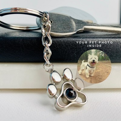 Personalised Pet Photo Projection Keychain with Pet Photo Inside