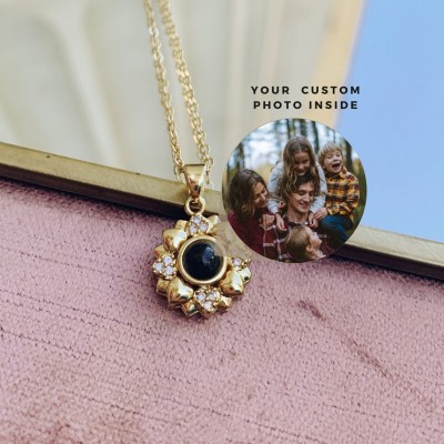 Personalised Sunflower Photo Projection Necklace