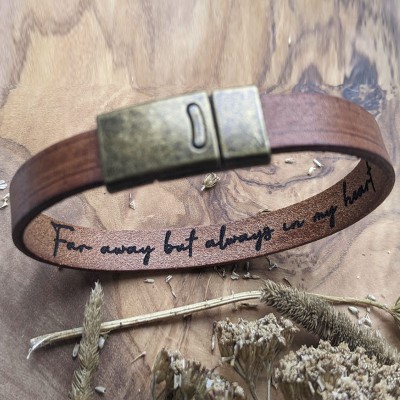 Personalised Men Leather Engraved Bracelet 