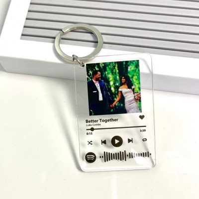 Custom Song Keychain with Scannable Spotify Link QR Code