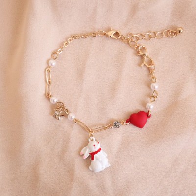 Easter Bunny Heart Adjustable Bracelet