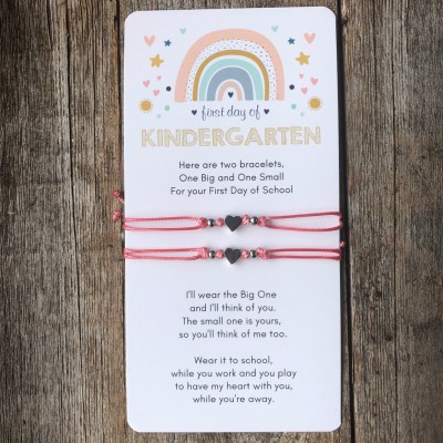 First Day of Kindergarten Mummy and Me Heart Matching Bracelets