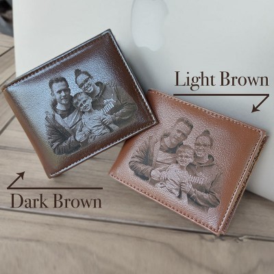 Personalised Photo Leather Wallet Gifts For Father Dad Boyfriend Him