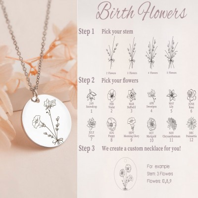 Personalised Birth Flower Necklace