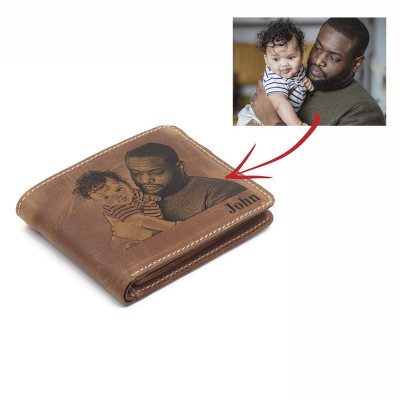 Father's Day Gift Personalised Photo Leather Wallet 