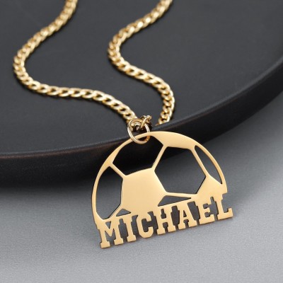 Personalised Football Pendant Name Necklace 