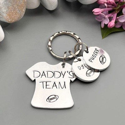Personalised Daddy's Rugby Team Keychain Father's Day Gift