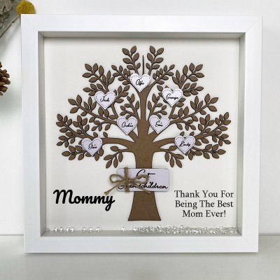 Personalised Family Tree Box Frame with 1-16 Names Mother's Day Gift