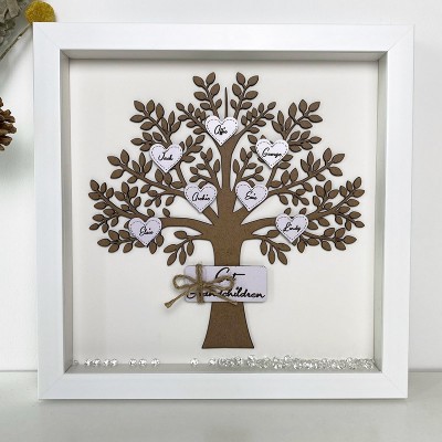 Personalised Family Tree Box Frame with 1-16 Names Mother's Day Gift