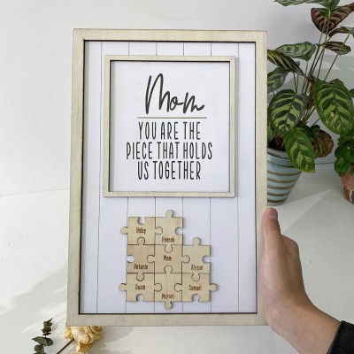 Personalised Mom You Are the Piece that Holds Us Together 1-25 Puzzle Pieces Name Sign Mother's Day Gift