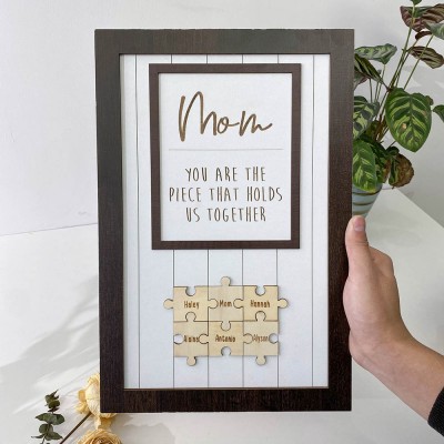 Personalised Mom You Are the Piece that Holds Us Together 1-15 Puzzle Pieces Name Sign Mother's Day Gift