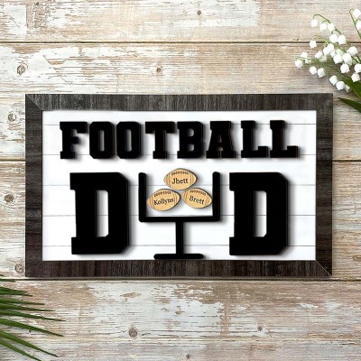 Personalised Father's Day Gift Football Dad Wood Sign