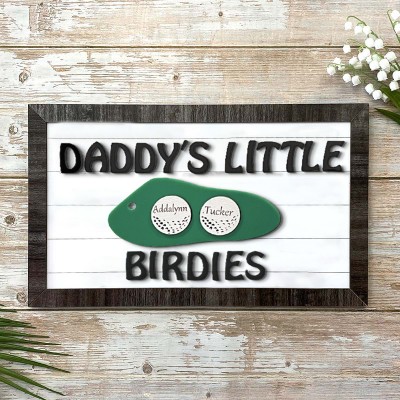Personalised Father's Day Gift Dad's Little Birdies Wood Sign