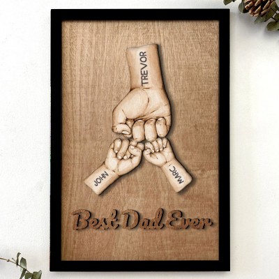Personalised Best Dad Ever Family Hands Picture Frame Father's Day Gift
