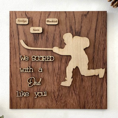 Handmade Father's Day Gift Personalised Hockey Plaque With 1-10 Names Engraved