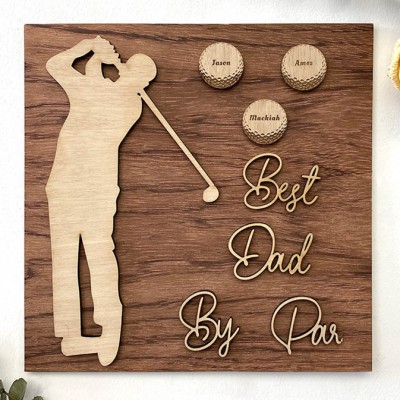 Handmade Father's Day Gift Personalised Golf Plaque With 1-10 Names Engraved