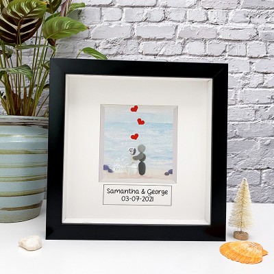 Personalised Wedding Beach Pebble Art Picture Frame