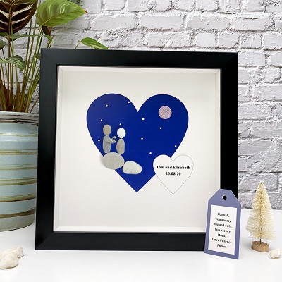 Personalised Engagement Pebble Art Picture Frame
