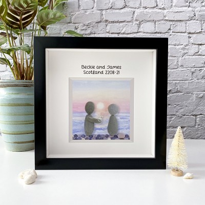 Personalised Engagement Sunset Pebble Art Picture Frame 