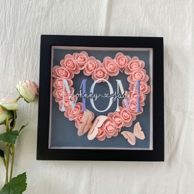 Personalised Mum Flower Shadow Box Gift for Mother's Day