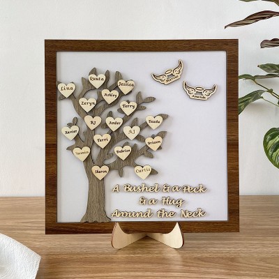 Personalised Family Tree Wood Sign with Engraved Family Names Gift For Mum Grandma Wife