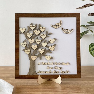 Custom Family Tree Wood Sign with Engraved Family Names Gift for Mum Grandma Wife