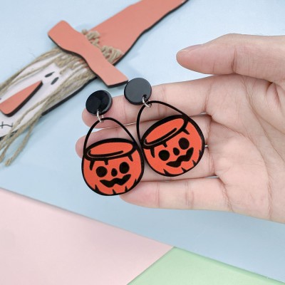 Halloween Pumpkin Candy Bucket Earrings Gift For Her