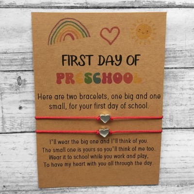 First Day of Preschool Bracelet Set Mummy and Me Wish Bracelet