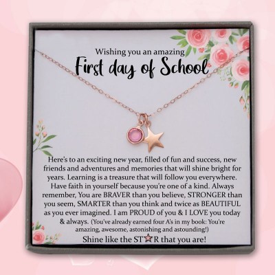 Personalised First Day of School Necklace Back to School Gift