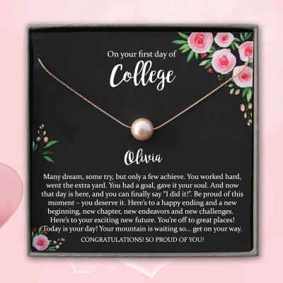 Personalised First Day of College Necklace Back to School Gift