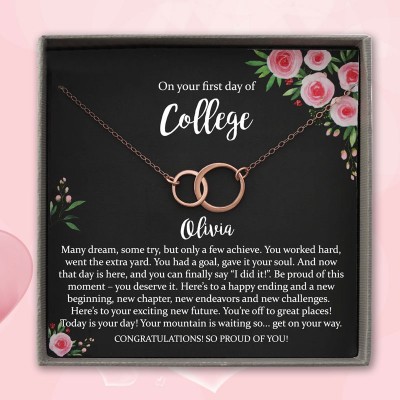 Personalised First Day of College Necklace Back to School Gift