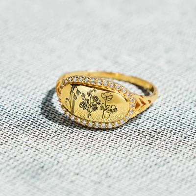 Personalised Birth Month Flower Ring