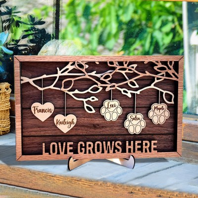 Personalised Family Tree Wood Sign Name Engravings Home Wall Decor Anniversary Birthday Gifts