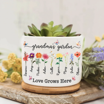 Personalised Grandma's Garden Mini Succulent Plant Pots Birth Flower Pot Gifts For Mum Grandma