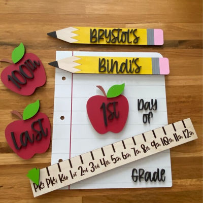 Personalised First/100th/Last Day of School Reusable Interchangeable Prop Back to School Sign Gift for Kids