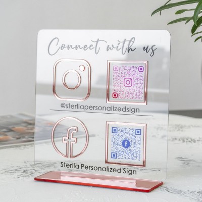 Personalised Instagram Facebook QR Code Sign Business Social Media Sign