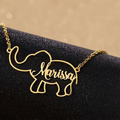 Personalised Lovely Elephant Animal Custom Name Necklace