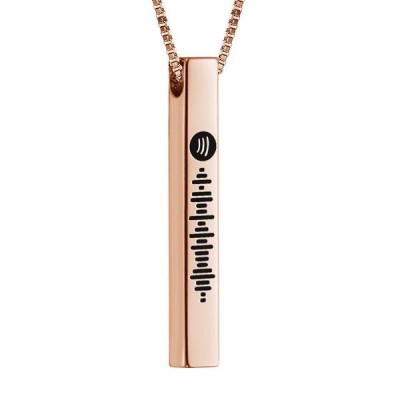 Scannable Spotify Code Necklace 3D Engraved Vertical Bar Necklace