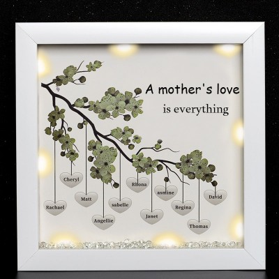 Personalised Light Up Family Tree Box Frame with 1-25 Names Mother's Day Gift For Grandma, Mom